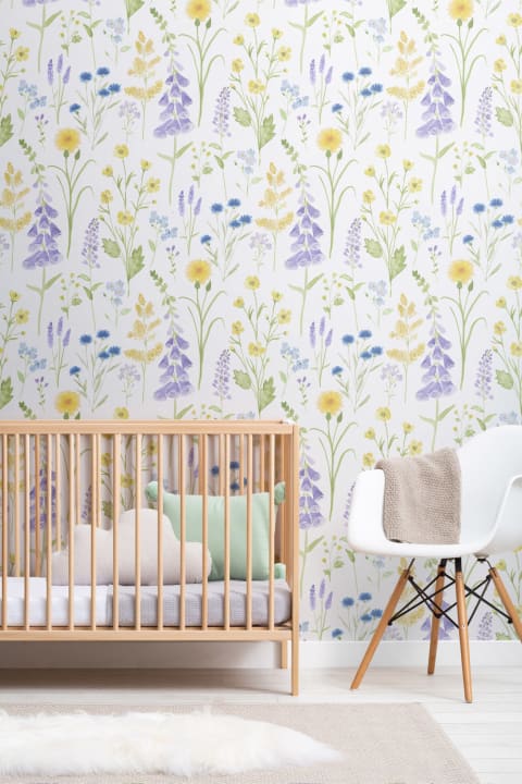 Foxglove & Forget Me Not Flower Garden Wallpaper Mural