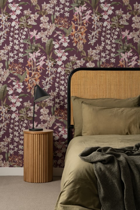 Flerfärgad vintage blommig mural-tapeter med atmosfär för vardagsrum