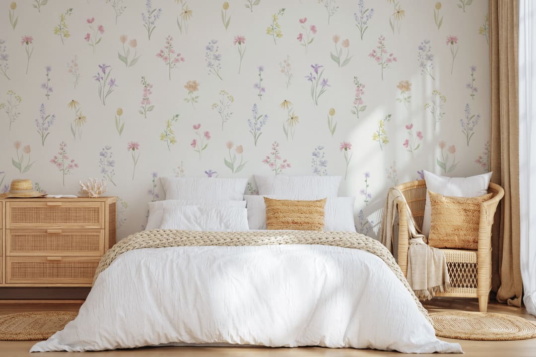 Multicolor Delicate Floral Pattern Mural For Tranquil Spaces