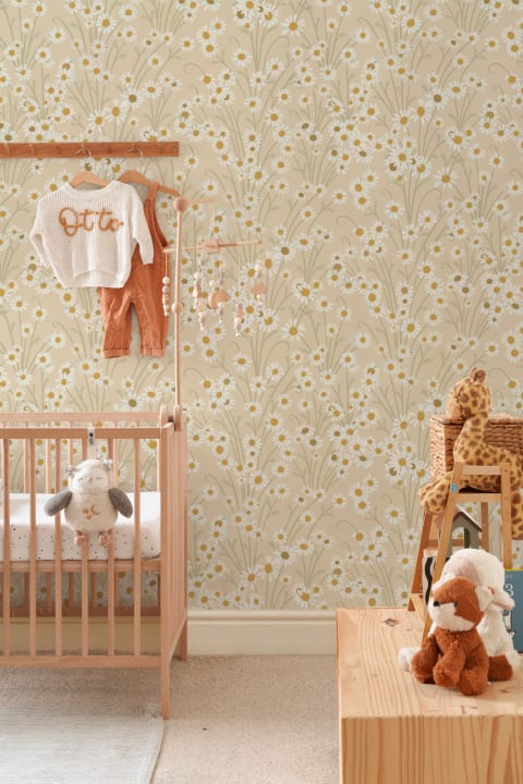 Yellow Wildflower Vintage Floral Wallpaper Mural