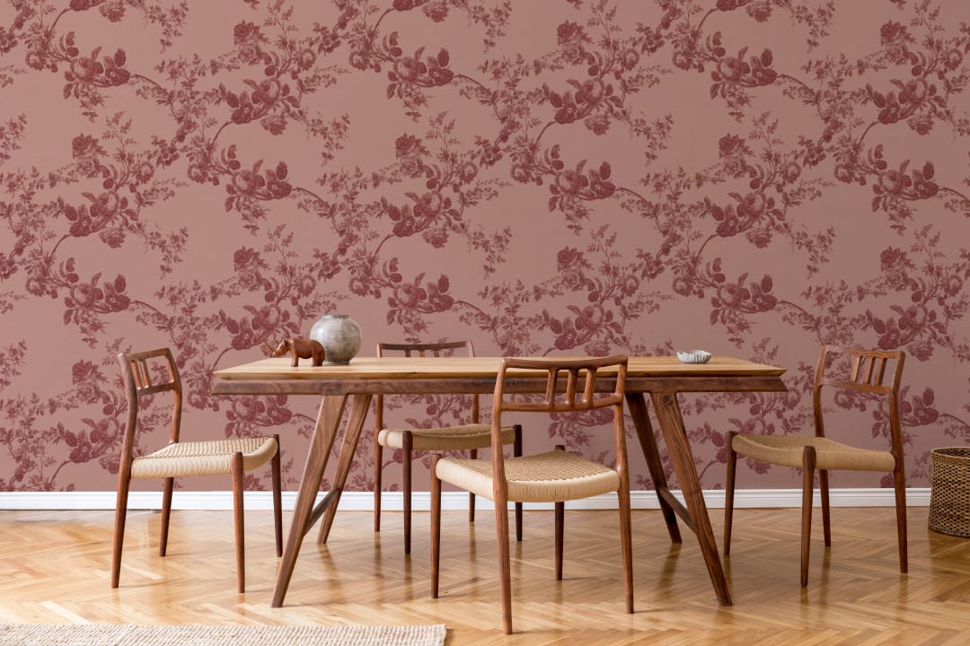 Dark Vintage Floral Wallpaper With Rosetta Elegance Mural