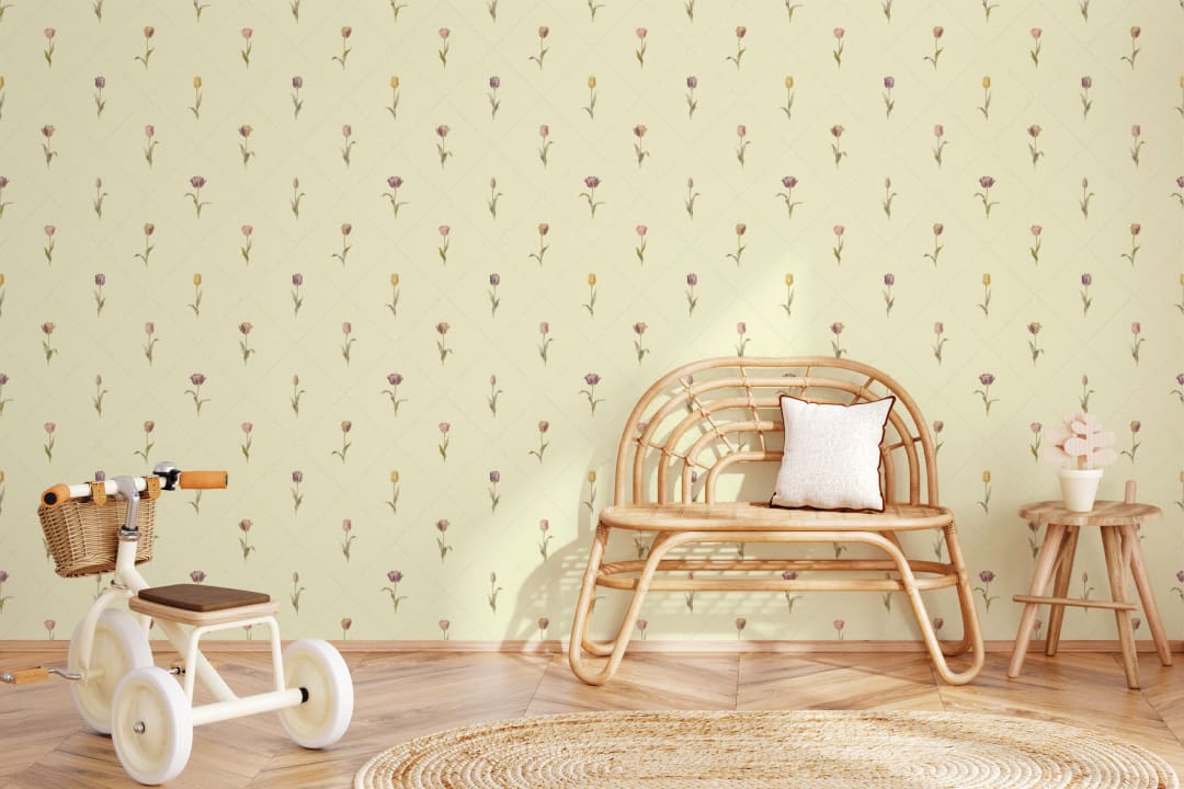 Multicolor Vintage Floral Kids' Pastel Pattern Mural