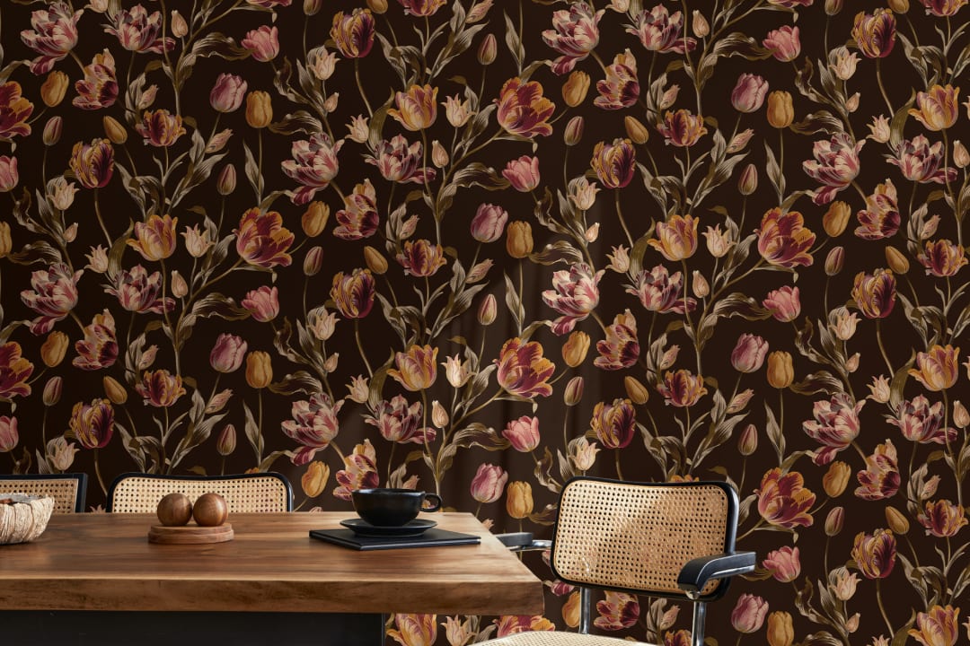 Dark Vintage Floral Elegance for Statement Walls Mural