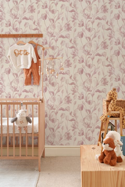 Pink Vintage Floral Elegance Wallpaper Mural