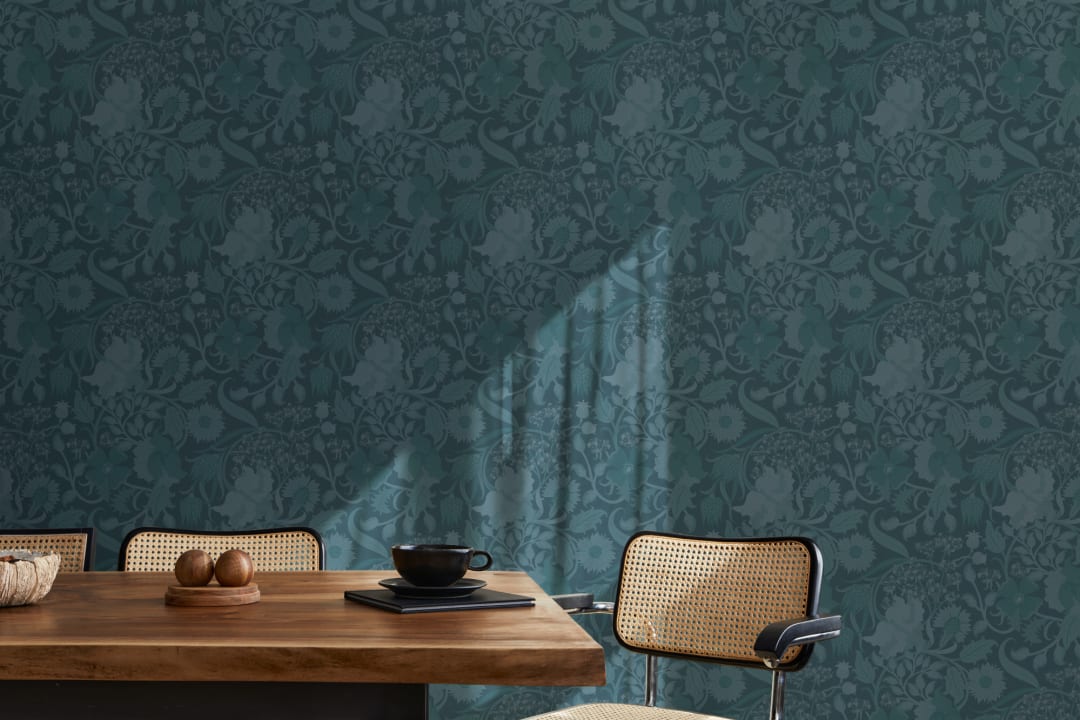 Teal Heritage Thistle Floral Wallpaper