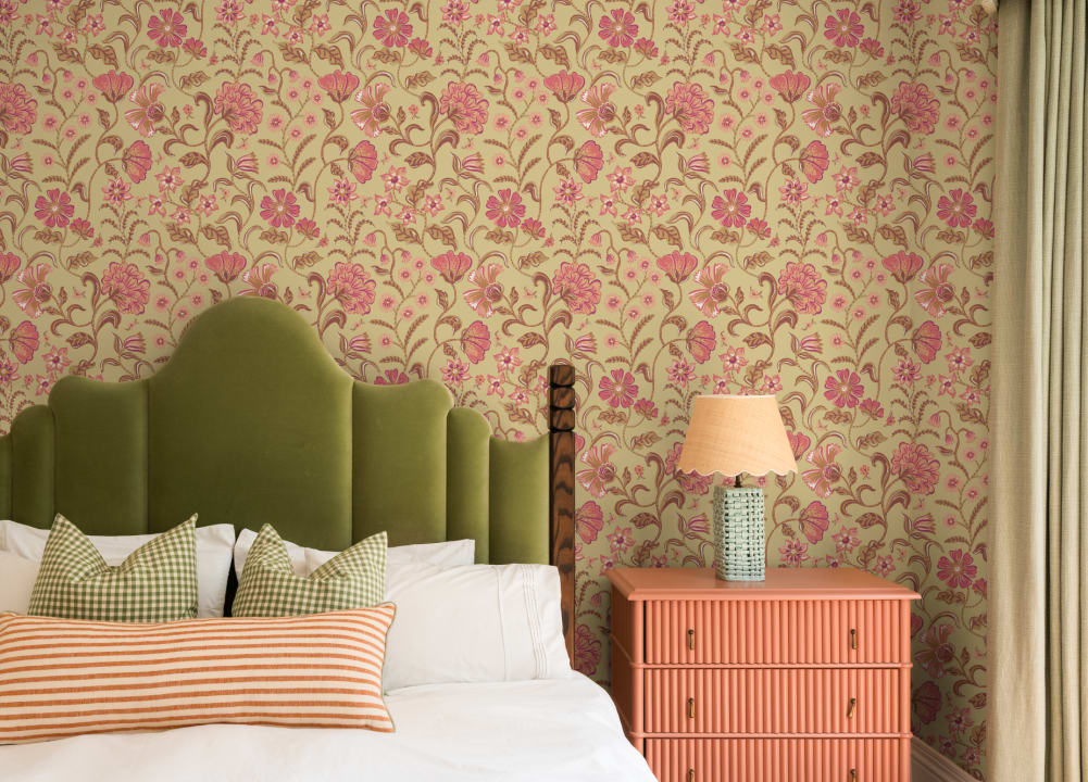 Gold Indian Style Floral Wallpaper