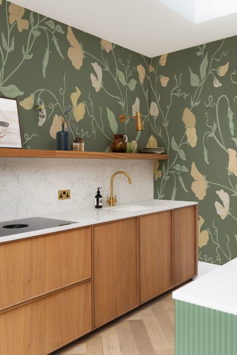 Dark Yellow Sweet Pea Floral & Vines Mural