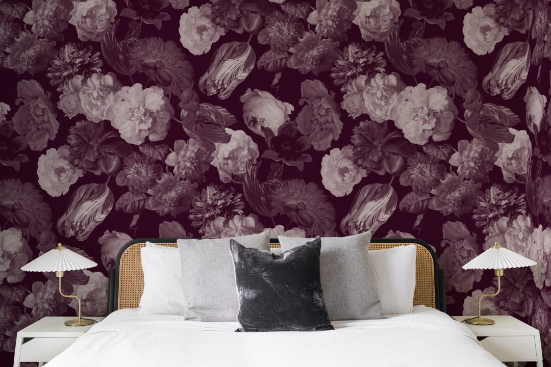 Papier peint panoramique floral Plum Painted