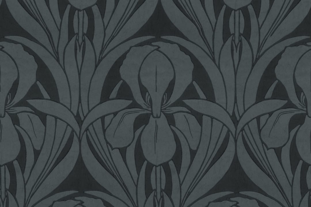 Marineblå art deco træblok Iris fototapet