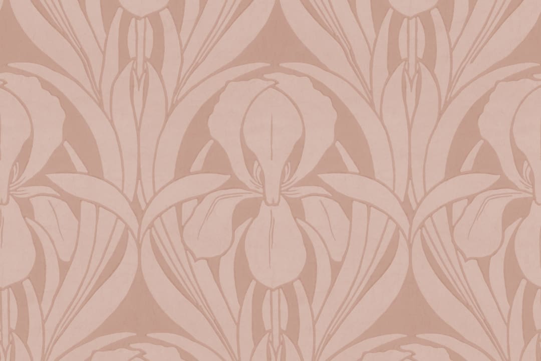 Pink Art Deco Wood Block Iris Mural