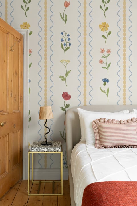 Yellow Bobbin Striped Wildflower Mural
