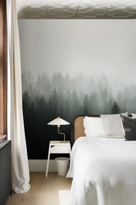 Mural Papel Pintado Degradado Bosque en Verde Oscuro