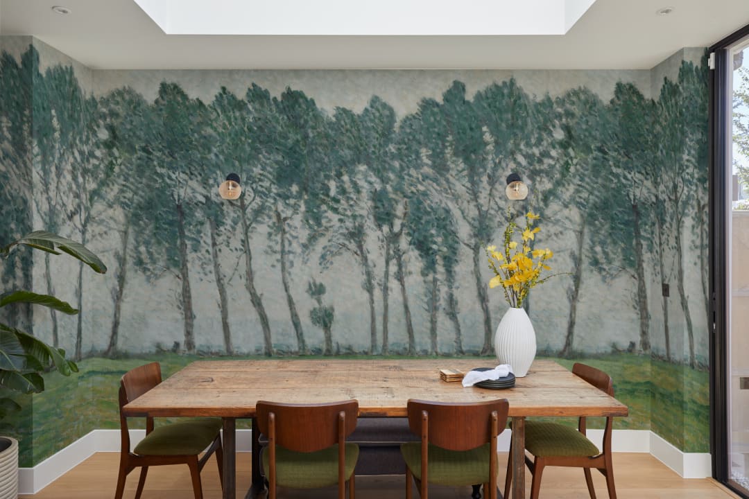 Green Abstract Forest Mural