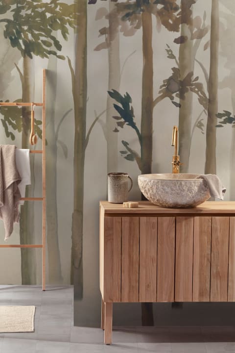 Painted Watercolor Forest Wallpaper Mural