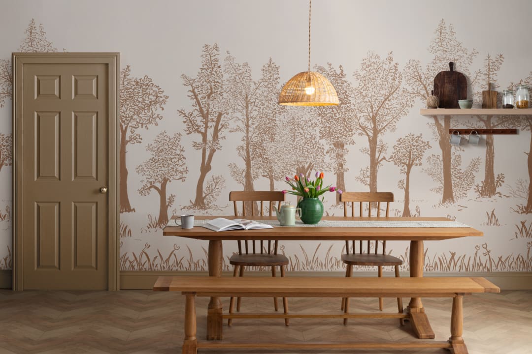 Brown ilustrat tradițional european Mural de pădure