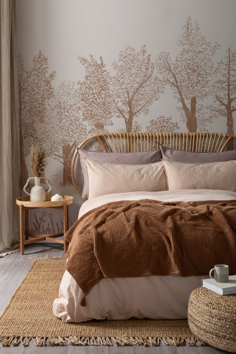 Brown Illustrated Traditional European Forest Mural