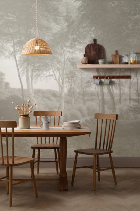 Neutral Forest Landscape Painting Mural