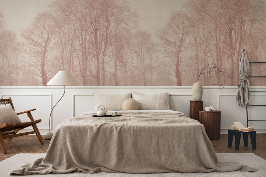 Pink Loosely Painted Forest Mural