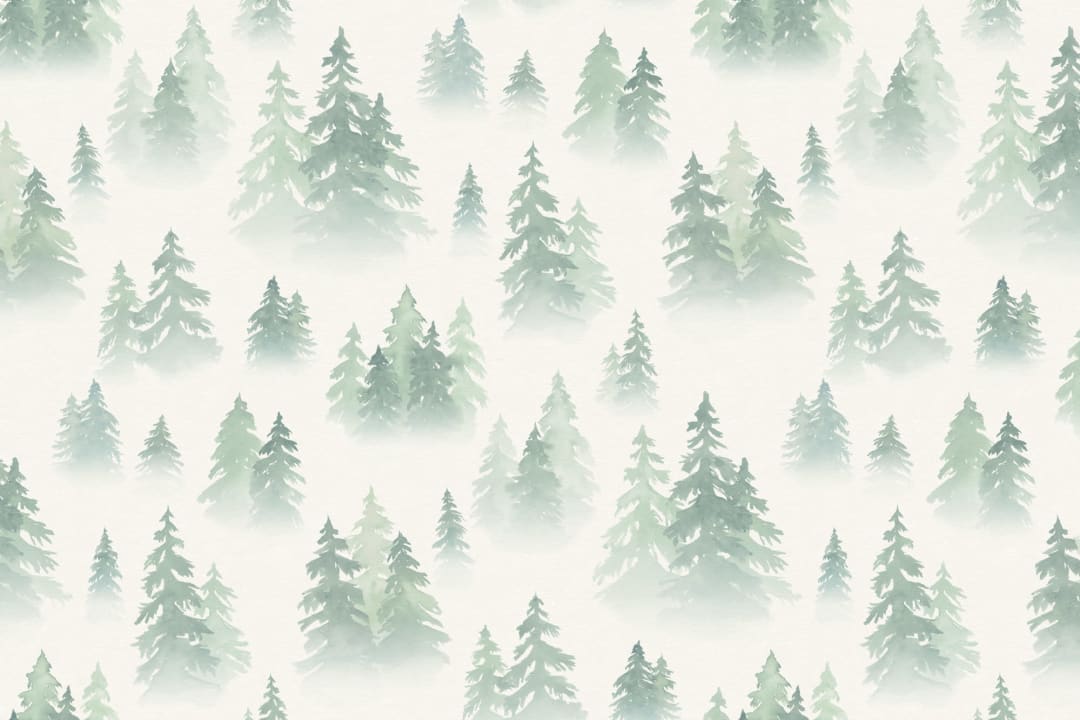 Green Watercolor Birch Tree Forest Wallpaper Mural