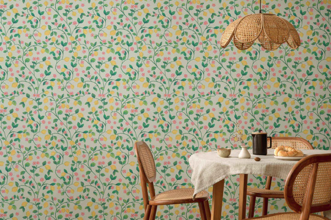 Blue Little Botanical Lemons Wallpaper