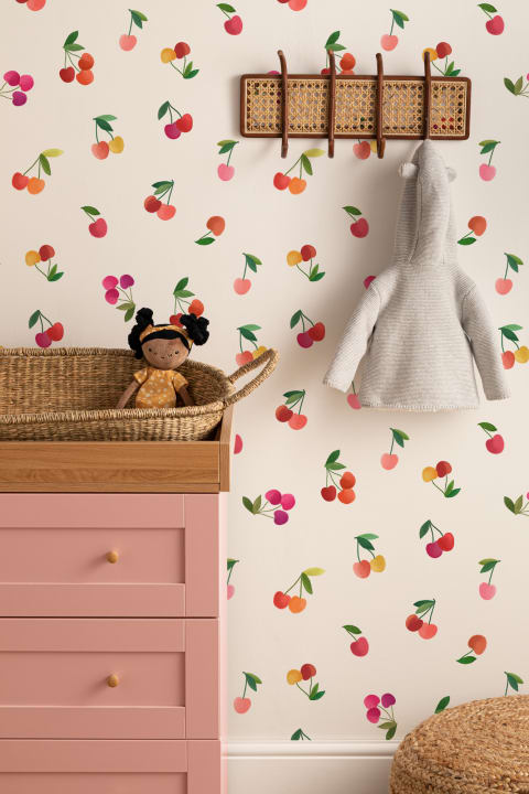 Papier peint cerises pastel lumineuses