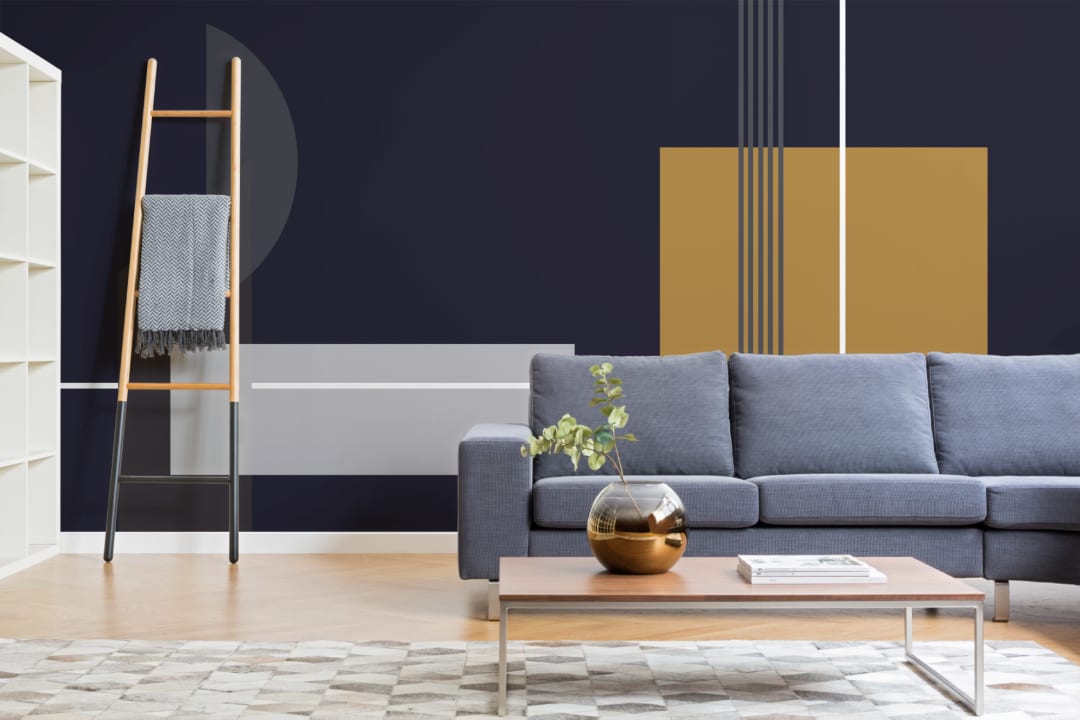 Mural Papel Pintado Geométrico Cuadrados Estilo Mid-Century Moderno