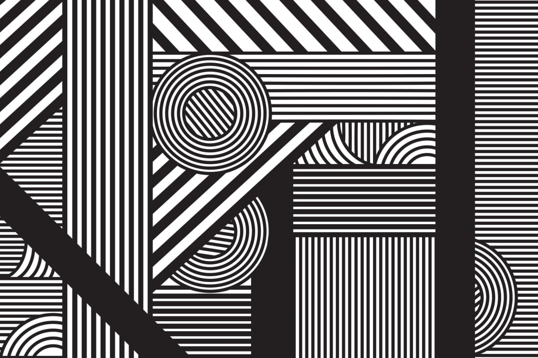 Mural Papel Pintado Geometría Hipnotizante en Blanco y Negro