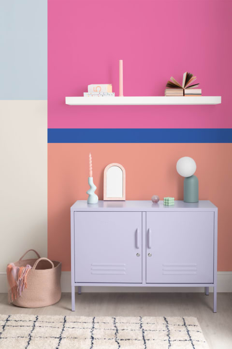 Carta da Parati Chiara con Forme Geometriche in Colori Vivaci