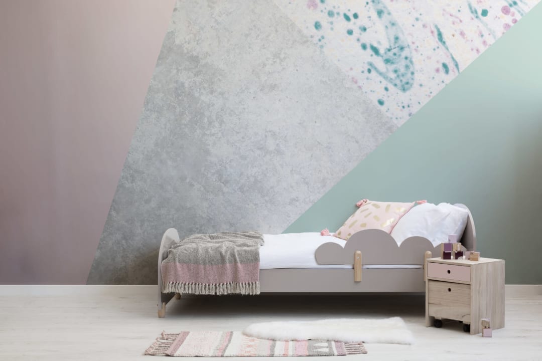 Mural Papel Pintado Geometría Rosa y Verde