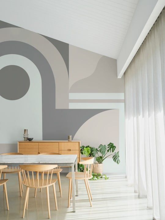 Neutral Geometric Arch Contemporary Mural