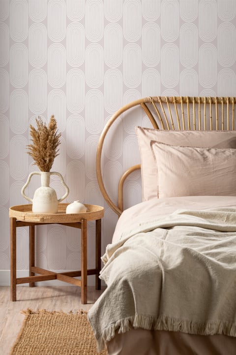 Neutral Zen Geometric Curves Repeat Pattern Wallpaper