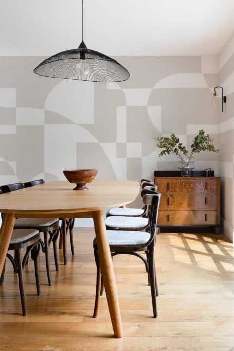 Papel Pintado Nórdico Geométrico en Beige