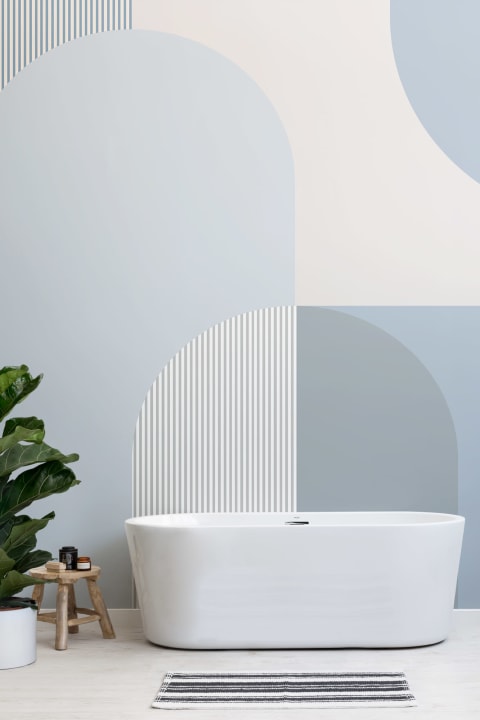 Blue Scandinavian Geometric Mural
