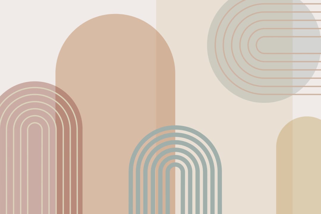 Pastel Retro Geometric Arches Murale