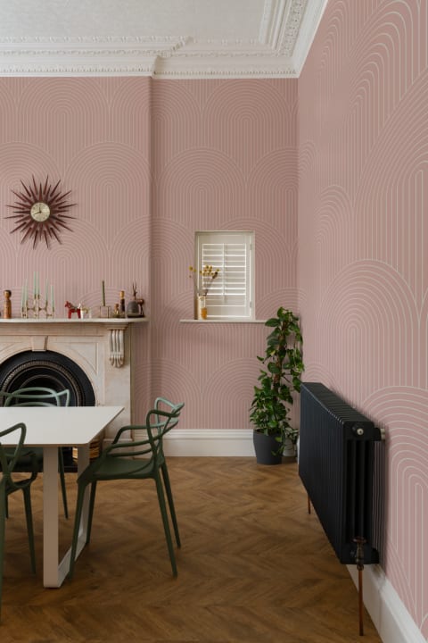 Pink Geometric Thin Striped Loop Repeat Pattern Wallpaper