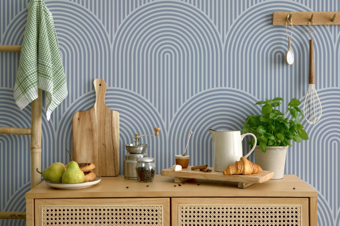 Blue Circuit Design Geometric Striped Repeat Pattern Wallpaper