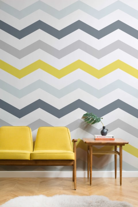 Yellow & Gray Chevron Wallpaper Mural