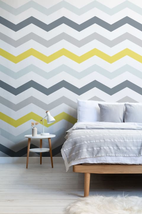 Yellow & Gray Chevron Wallpaper Mural