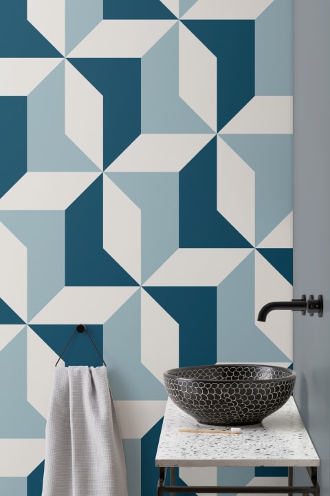 Blue Abstract Geometric Wallpaper Mural