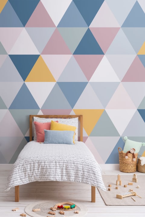 Colorful Geometric Triangle Pattern Wallpaper Mural