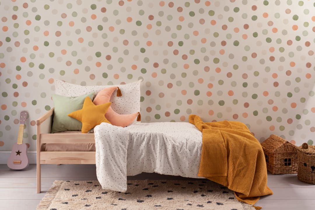 Neutral Tone Watercolor Polka Dot Wallpaper Mural