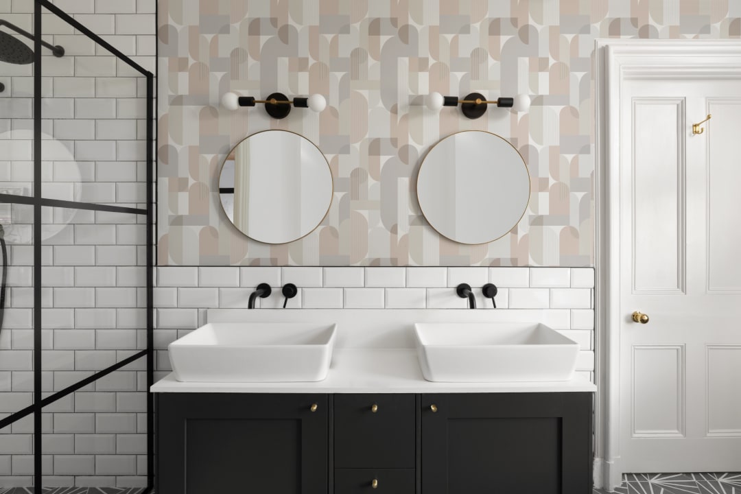 Papel Pintado Estilo Nórdico con Motivo Geométrico en Colores Neutros