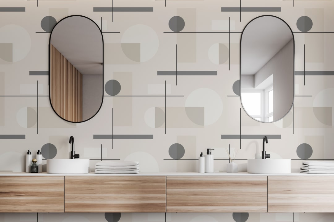 Mid Century Abstract Geometric Repeat Pattern Wallpaper