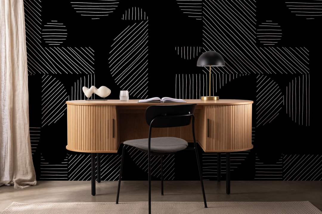 Black and White Geometric Shapes Wallpaper Mural