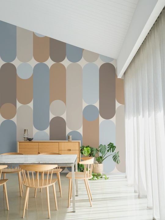 Multicolor Geometric Mid-Century Modern Capsule Style Murale