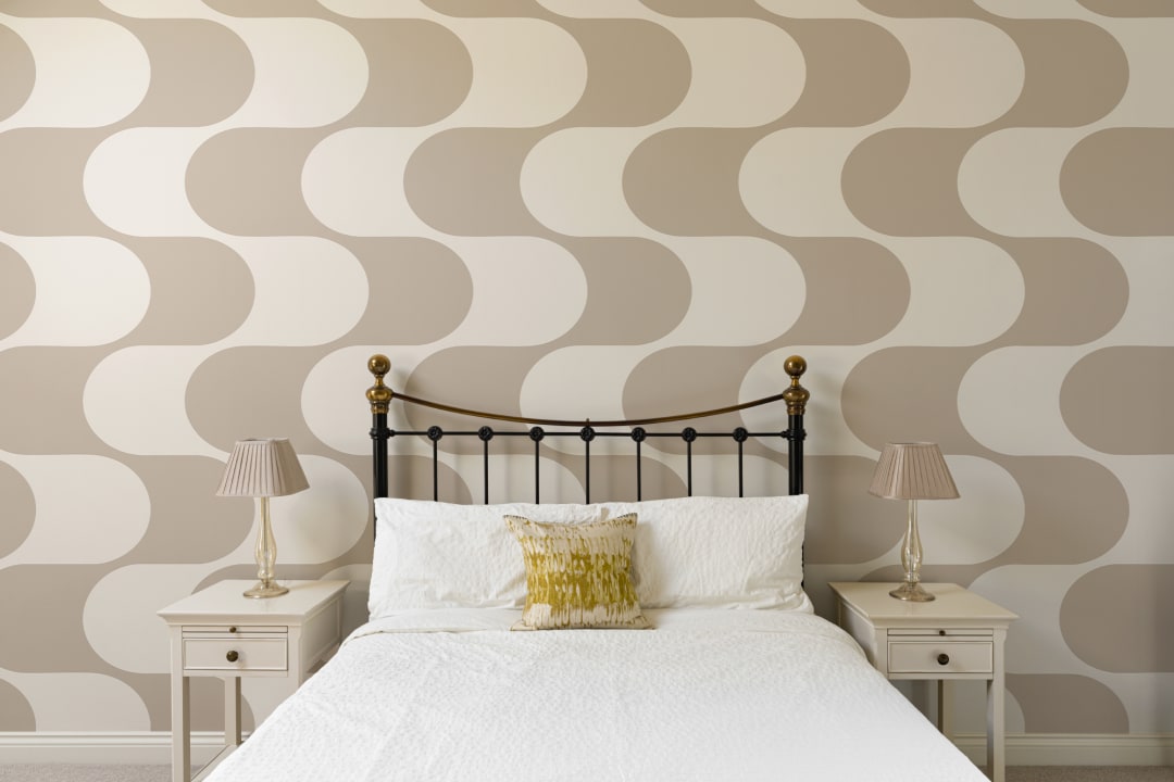 Beige Geometric Pattern Mid-Century Modern Wall Mural