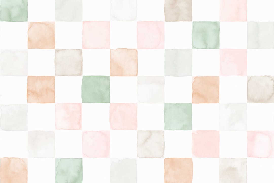Multi-Colored Watercolor Checkered Mural