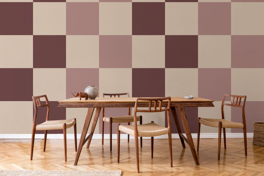 Pink Checkerboard Pattern Retro Wall Mural for Fun Vibes