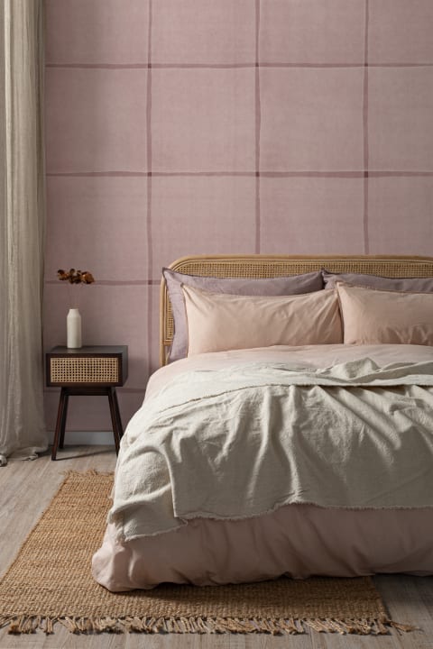 Soft Pink Minimalist Checkered Pattern Mural