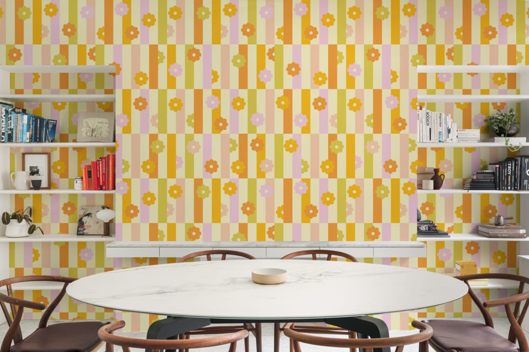 Mural de papel pintado Elizabeth Olwen Flower Shift Orange